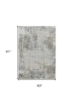 5' X 8' Beige Abstract Power Loom Stain Resistant Area Rug