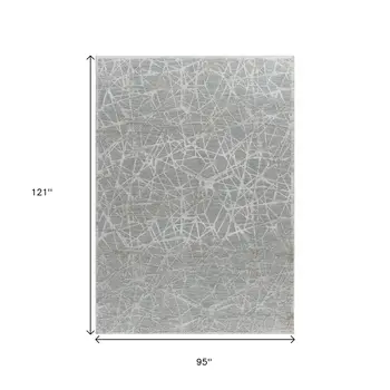 8' X 10' Turquoise Abstract Power Loom Stain Resistant Area Rug