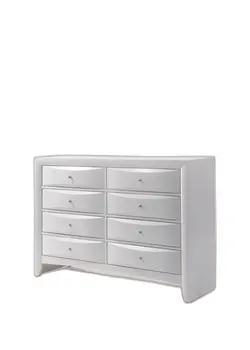 59" White Solid and Manufactured Wood Eight Drawer Double Dresser