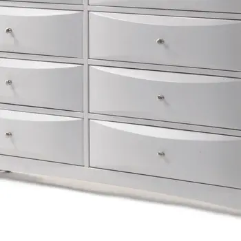 59" White Solid and Manufactured Wood Eight Drawer Double Dresser