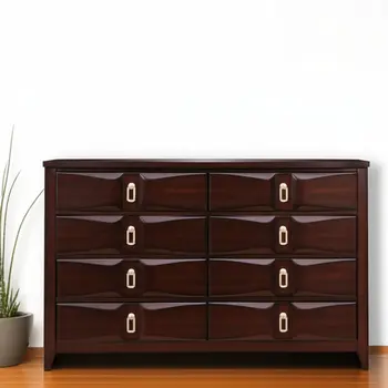 59" Espresso Eight Drawer Double Dresser