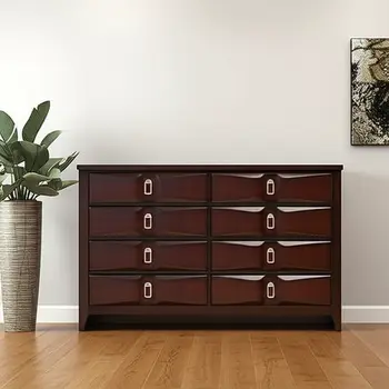 59" Espresso Eight Drawer Double Dresser