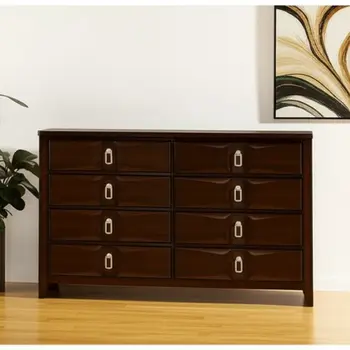 59" Espresso Eight Drawer Double Dresser