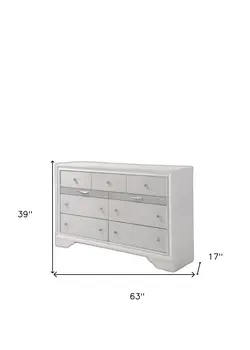 63" White Manufactured Wood Nine Drawer Triple Dresser