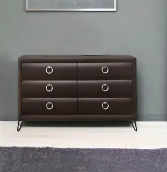 63" Merlot Solid and Manufactured Wood Six Drawer Double Dresser