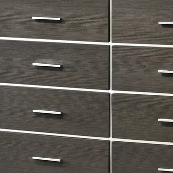 57" Gray Solid and Manufactured Wood Eight Drawer Double Dresser