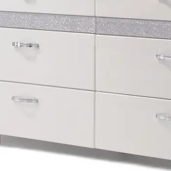 63" White High Gloss Manufactured Wood Eight Drawer Double Dresser