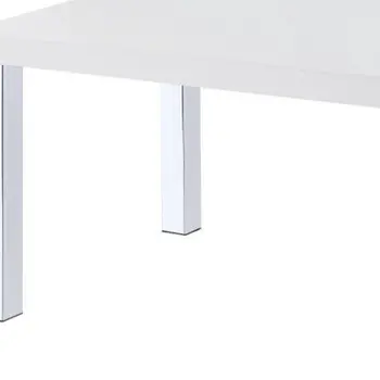 47" White and Silver Wood And Metal Frame Coffee Table With Shelf