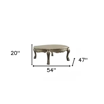 54" Gold and Bone Wood Coffee Table
