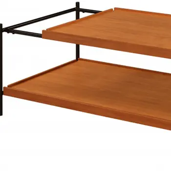 48" Brown and Black Metal Coffee Table With Shelf