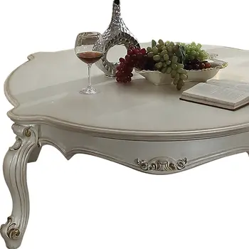 54" Pearl Wood And Polyresin Coffee Table
