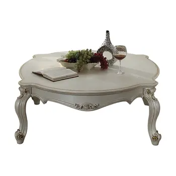 54" Pearl Wood And Polyresin Coffee Table