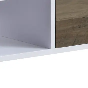 44" White and Black Melamine Veneer And Metal Coffee Table With Drawer And Shelf