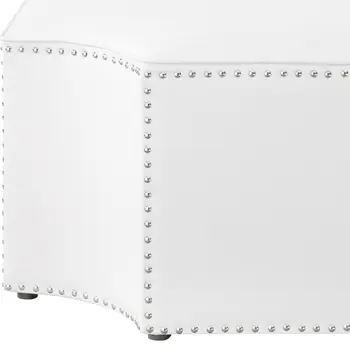 33" White Faux Leather Tufted Octagonal Cocktail Ottoman
