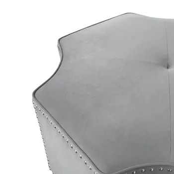 33" Gray Velvet Tufted Octagonal Cocktail Ottoman