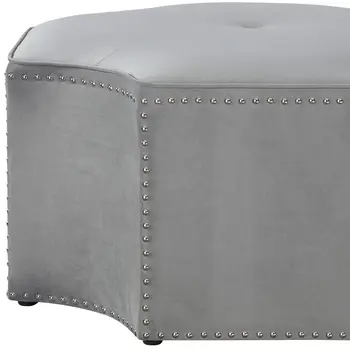 33" Gray Linen Specialty Cocktail Ottoman