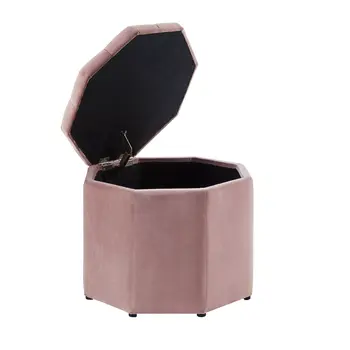 25" Blush Velvet And Black Tufted Specialty Storage
