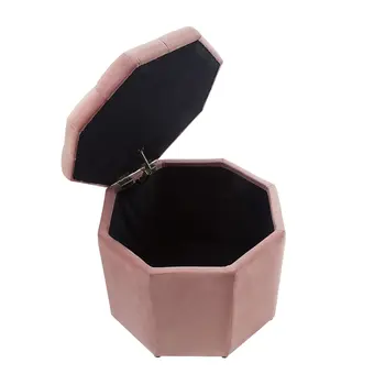 25" Blush Velvet And Black Tufted Specialty Storage