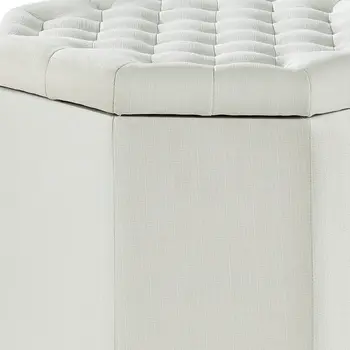 25" White Linen And Black Tufted Specialty Storage