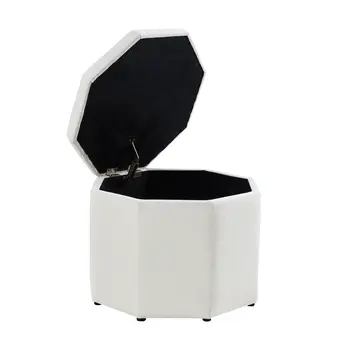 25" White Linen And Black Tufted Specialty Storage