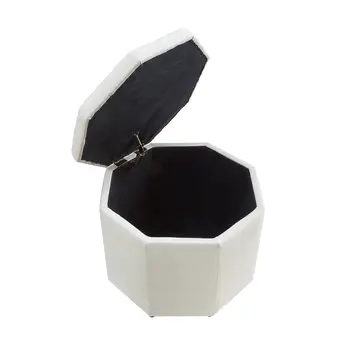 25" White Linen And Black Tufted Specialty Storage