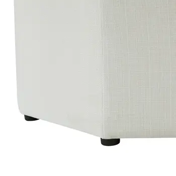 25" White Linen And Black Tufted Specialty Storage
