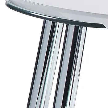 47" White Clear and Silver Wood And Glass And Metal Coffee Table