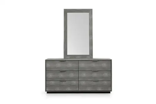 59" Grey Solid And Manufactured Wood Six Drawer Double Dresser