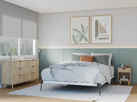 59" Natural Six Drawer Double Dresser