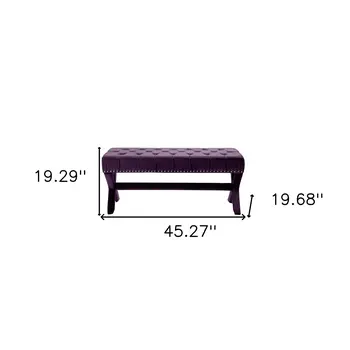 45" Plum Velvet Upholstered Bench