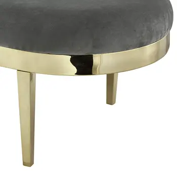 48" Gray And Gold Upholstered Velvet Bench