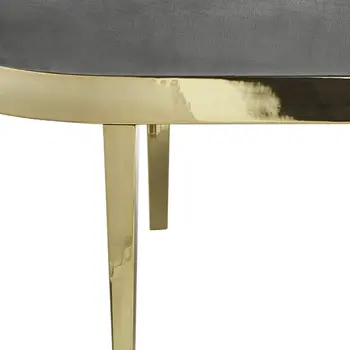 48" Gray And Gold Upholstered Velvet Bench