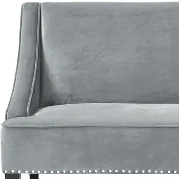 45" Gray And Brown Upholstered Velvet Bench