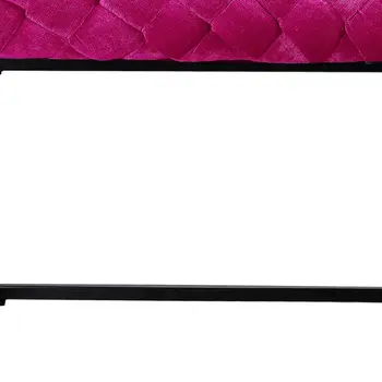 39" Fuchsia and Black Velvet Upholstered Bench