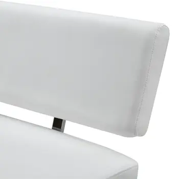 50" White and Silver Upholstered Faux Leather Bench