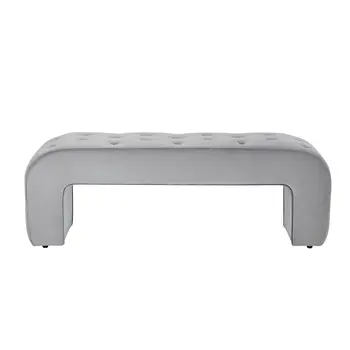 52" Gray Upholstered Velvet Bench