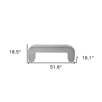 52" Gray Upholstered Velvet Bench