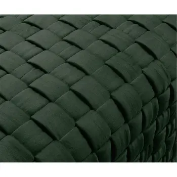 40" Hunter Green and Gold Velvet Upholstered Bench