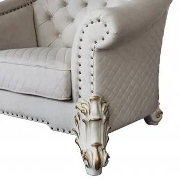 43" Ivory and Pearl Fabric Striped Arm Chair And Toss Pillows