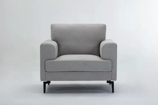 41" Light Gray and Black Linen Arm Chair
