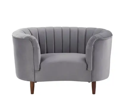 52" Gray and Black Velvet Striped Arm Chair