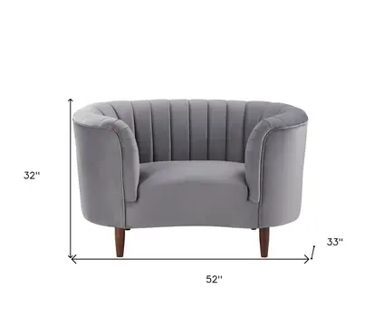 52" Gray and Black Velvet Striped Arm Chair