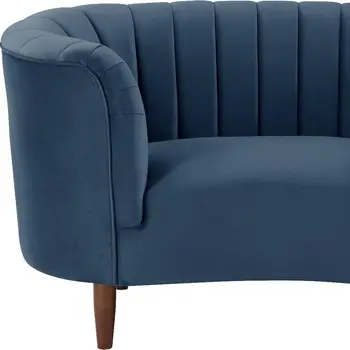 52" Blue and Black Velvet Striped Arm Chair