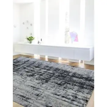 8' X 11' White And Blue Abstract Hand Loomed Area Rug