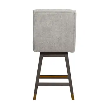 26" Brown and Gray Fabric and Solid Wood Counter Height Swivel Bar Chair