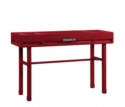 47" Red Iron And Wood Vanity Table