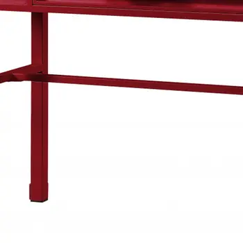 47" Red Iron And Wood Vanity Table