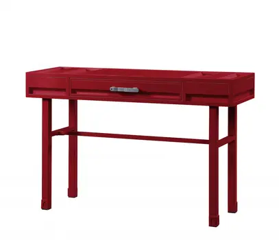 47" Red Iron And Wood Vanity Table