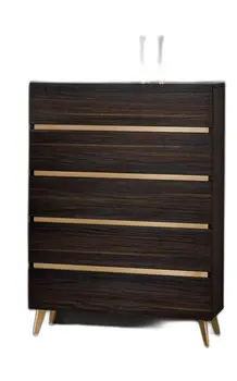 33" Drk Brown White Marble Manufactured Wood + Solid Wood Stainless Steel Five Drawer Chest