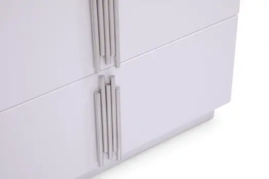 30" White Silver Manufactured Wood + Solid Wood Stainless Steel Five Drawer Chest